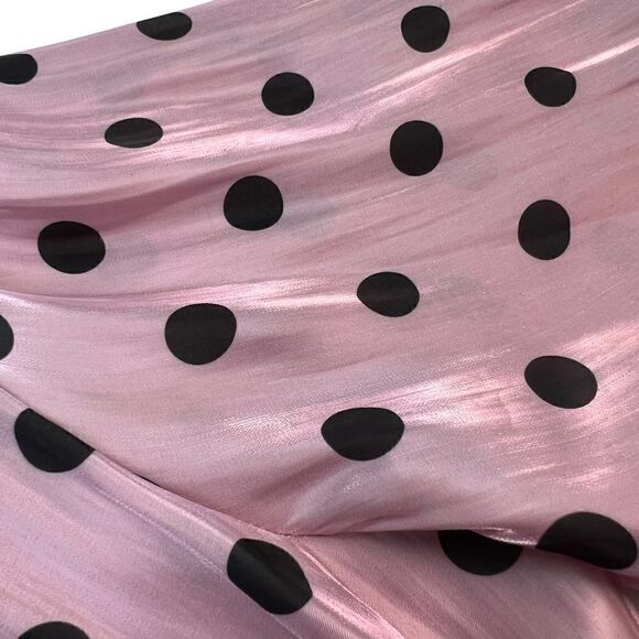 Pre-Loved Deco Lux Open Back Blouse Long Sleeve Crop Top Purple Black Dots US S - Picture 12 of 14